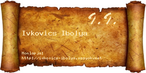 Ivkovics Ibolya névjegykártya